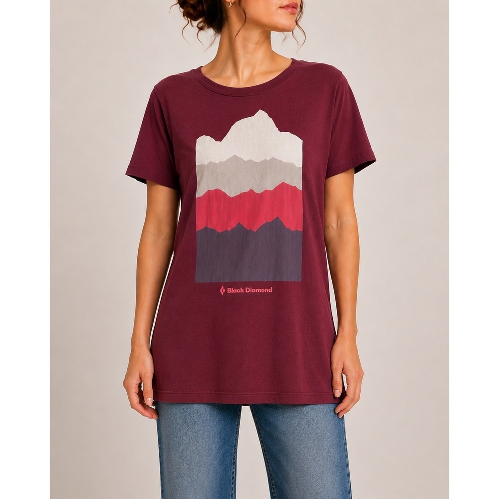 Black Diamond Womens Large Blackberry Mountain Graphic Organic Cotton T-Shirt